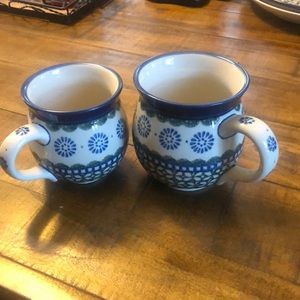 Polish pottery mug set lg & sm